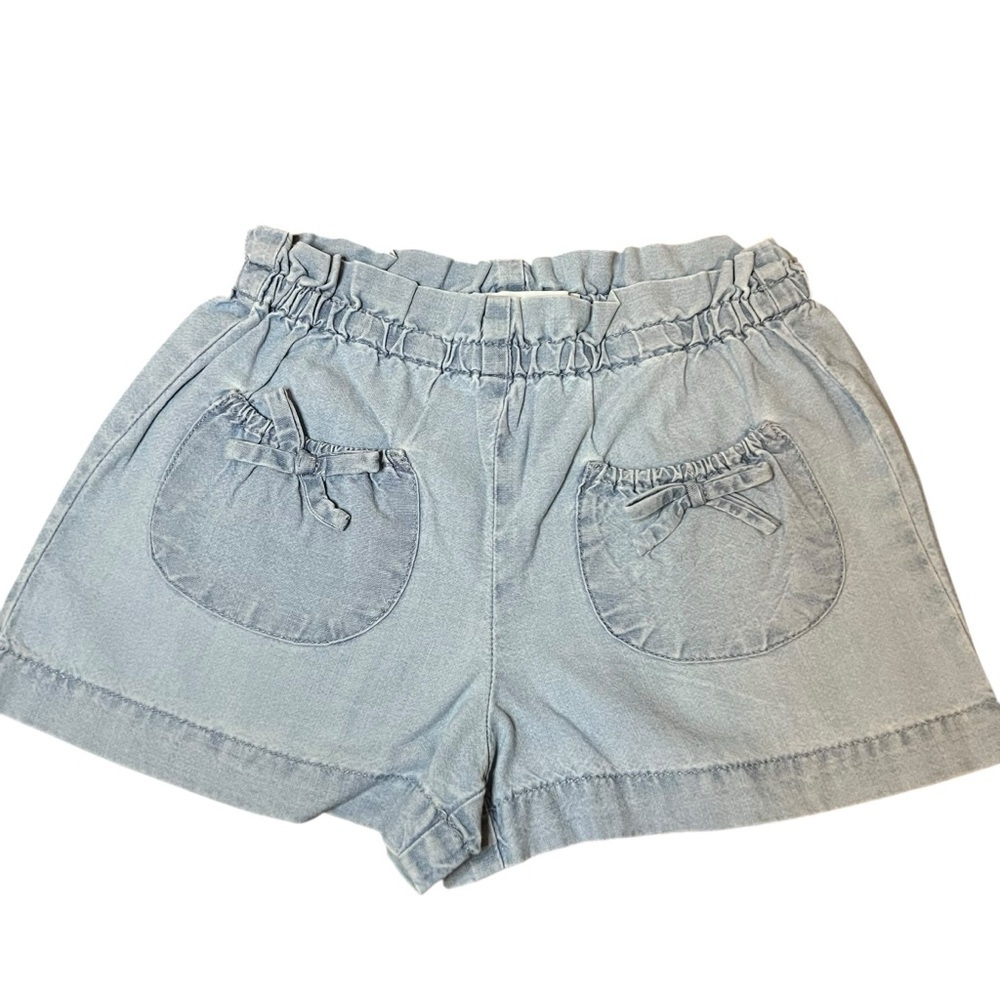 Zara | Kids Soft Blue Denim Shorts with Bow Pockets- Size 18-24 months